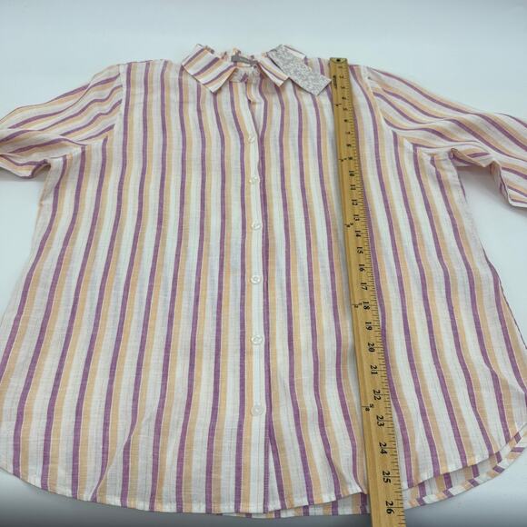 New CHICO's Linen Shirt Women Size 1 / US M Button Front  Lightweight 3/4 Sleeve - Picture 7 of 8